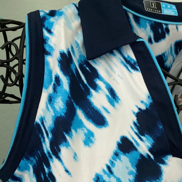 NWT PGA Tour Blue White Sleeveless Polo Golf Shirt Sz M - Picture 4 of 8
